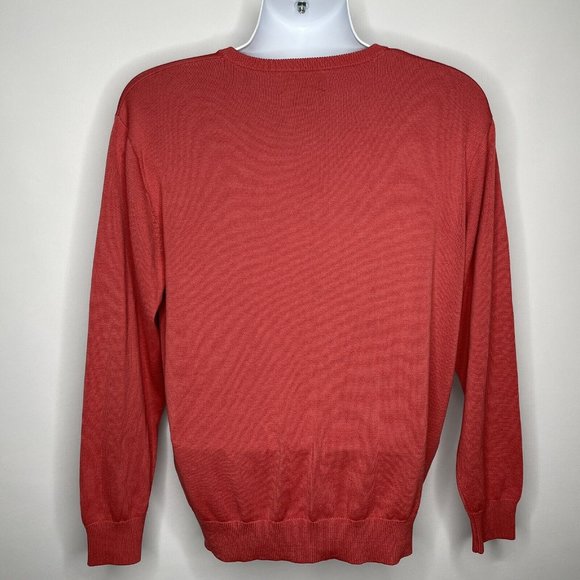 Pendleton Coral Red Orange Silk Blend V-neck Pullover Sweater - Picture 5 of 8